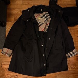 Burberry Black Trench Coat with Plaid Lining